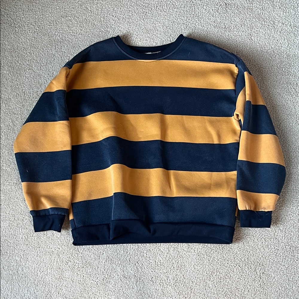 Striped Navy Blue and Yellow Sweater